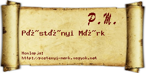 Pöstényi Márk névjegykártya